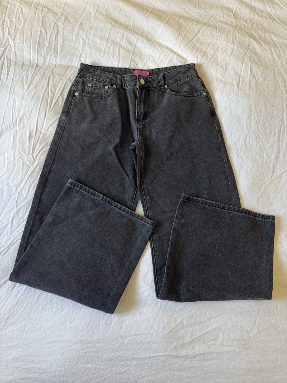 Edikted Raelynn Washed Low Rise Jeans - Black Washed